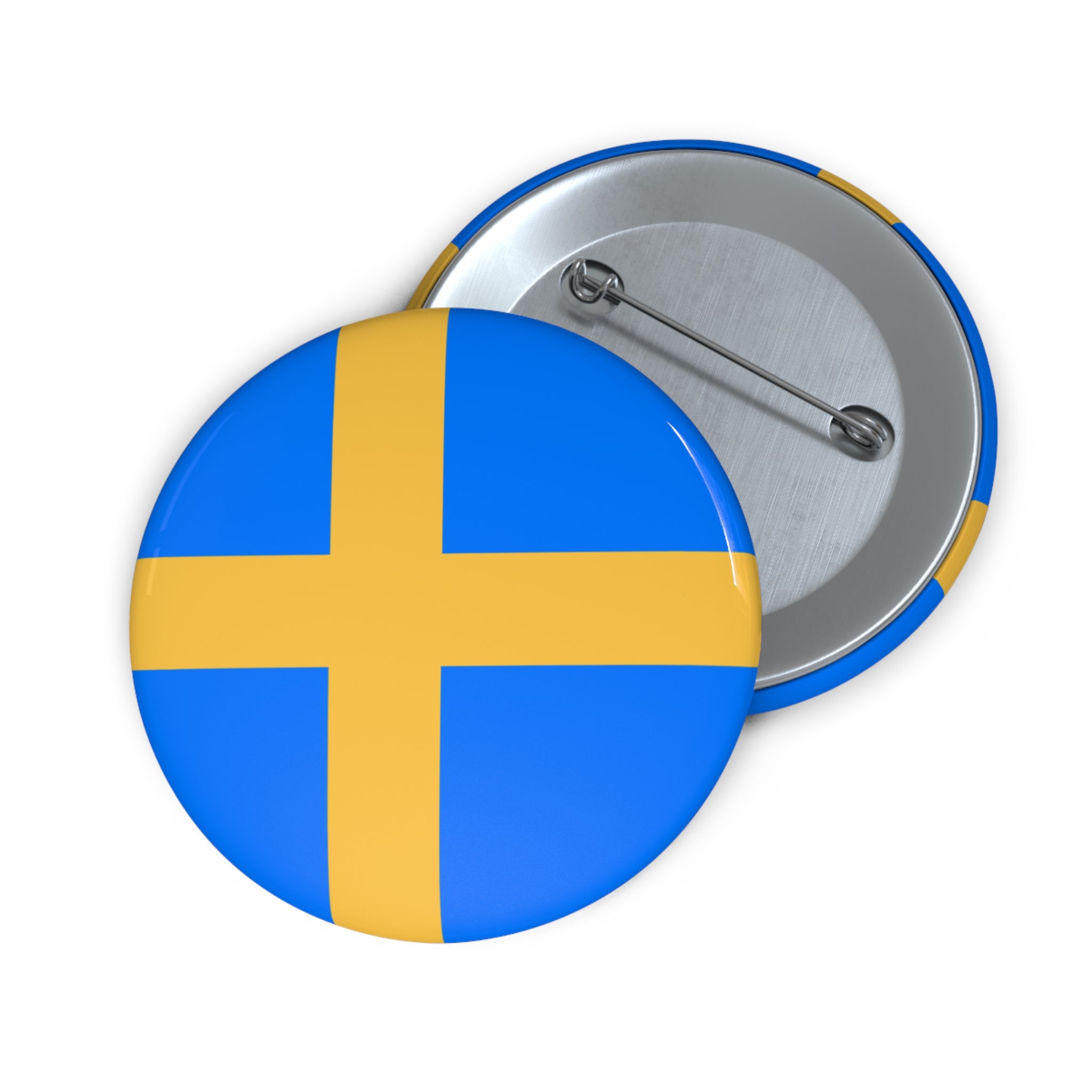 Swedish flag enamel pin in blue and yellow