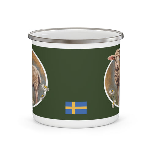 12 oz Enamel Mug Featuring Original Artwork by Emelie A. Wallenäs | Svenska Barn | Lamb