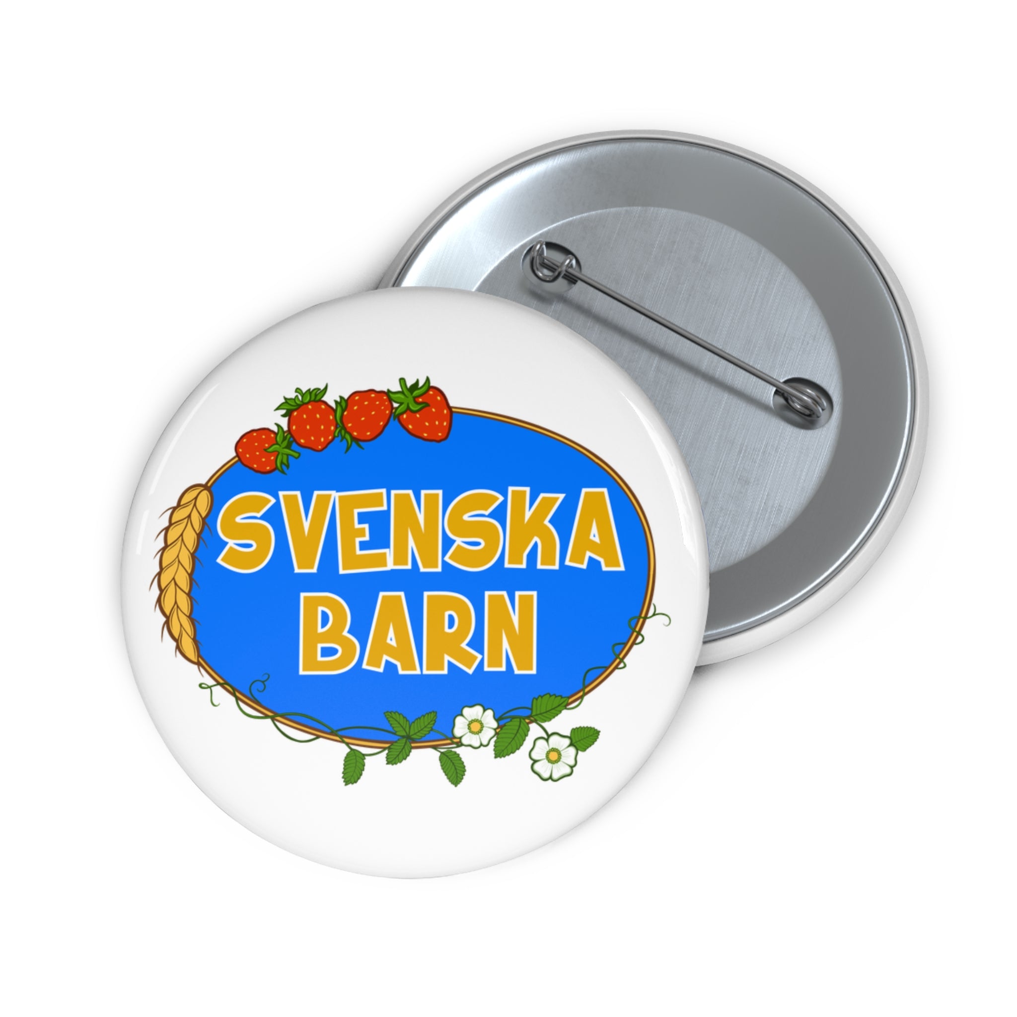 Svenska Barn logo enamel pin in blue and yellow