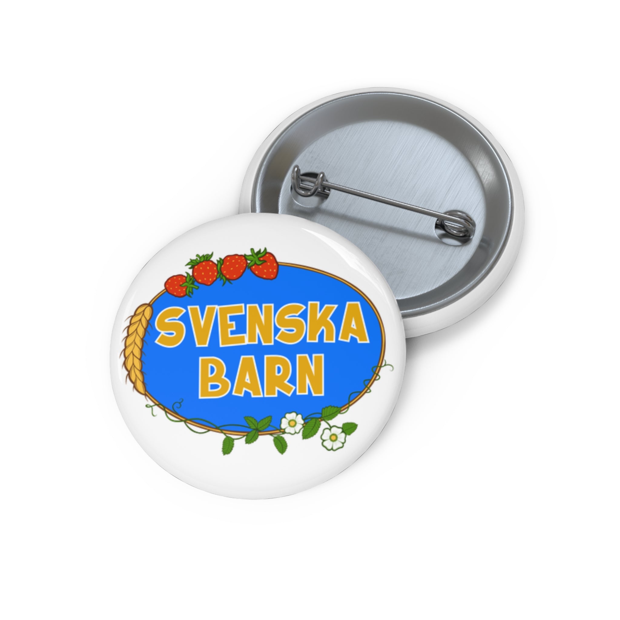 Svenska Barn logo enamel pin in blue and yellow