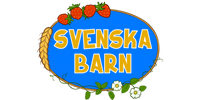Logo with 'Svenska Barn' text on a blue background with strawberries and wheat.